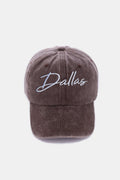 Brown Zenana Washed DALLAS Embroidered Baseball Cap