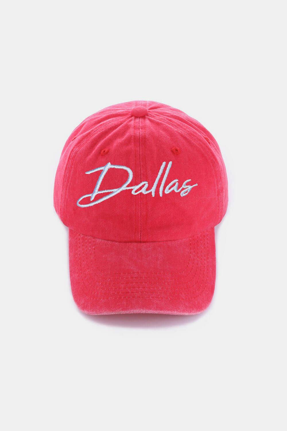 Red Zenana Washed DALLAS Embroidered Baseball Cap