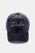 Black Zenana Washed DALLAS Embroidered Baseball Cap