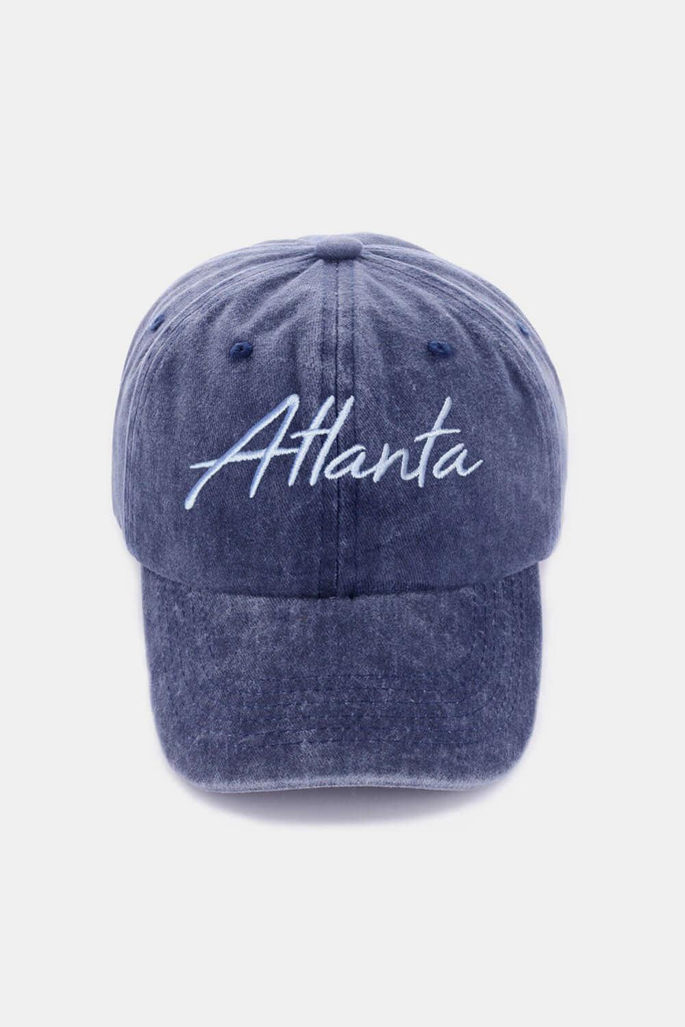 Blue Zenana Washed ATLANTA Embroidered Baseball Cap