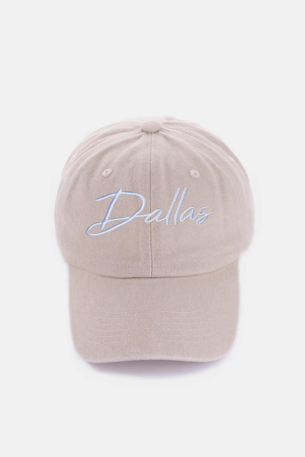 White Zenana Washed DALLAS Embroidered Baseball Cap