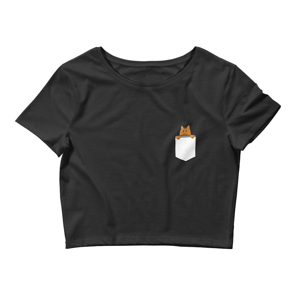 (Orange) Cat In Your Pocket Crop Top