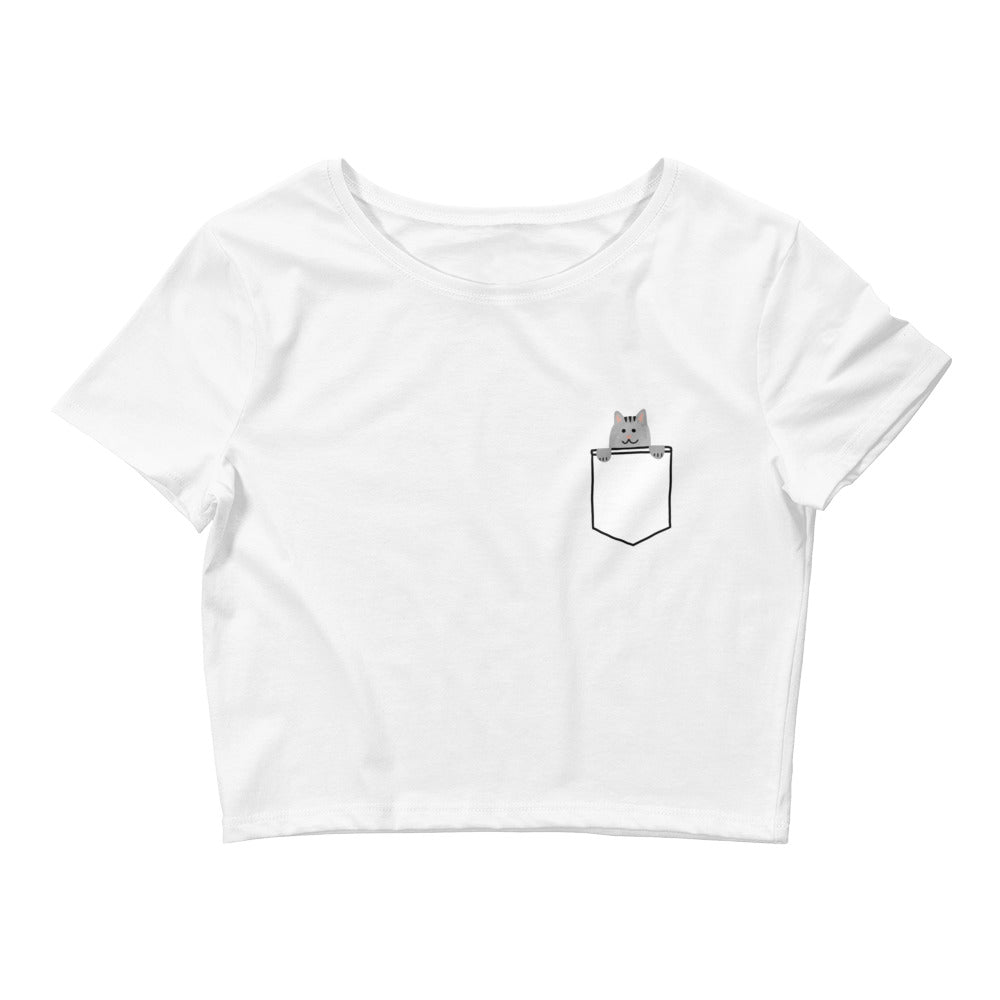 (Gray) Cat in Your Pocket Crop Top